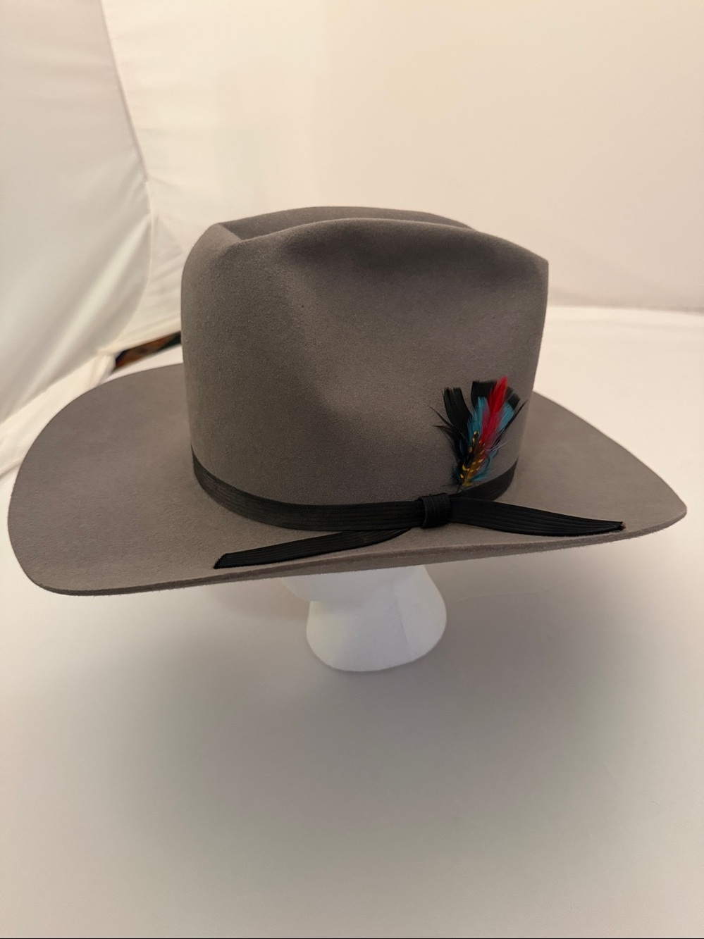 Bailey Regal vintage gray western felt hat with feather embellishment